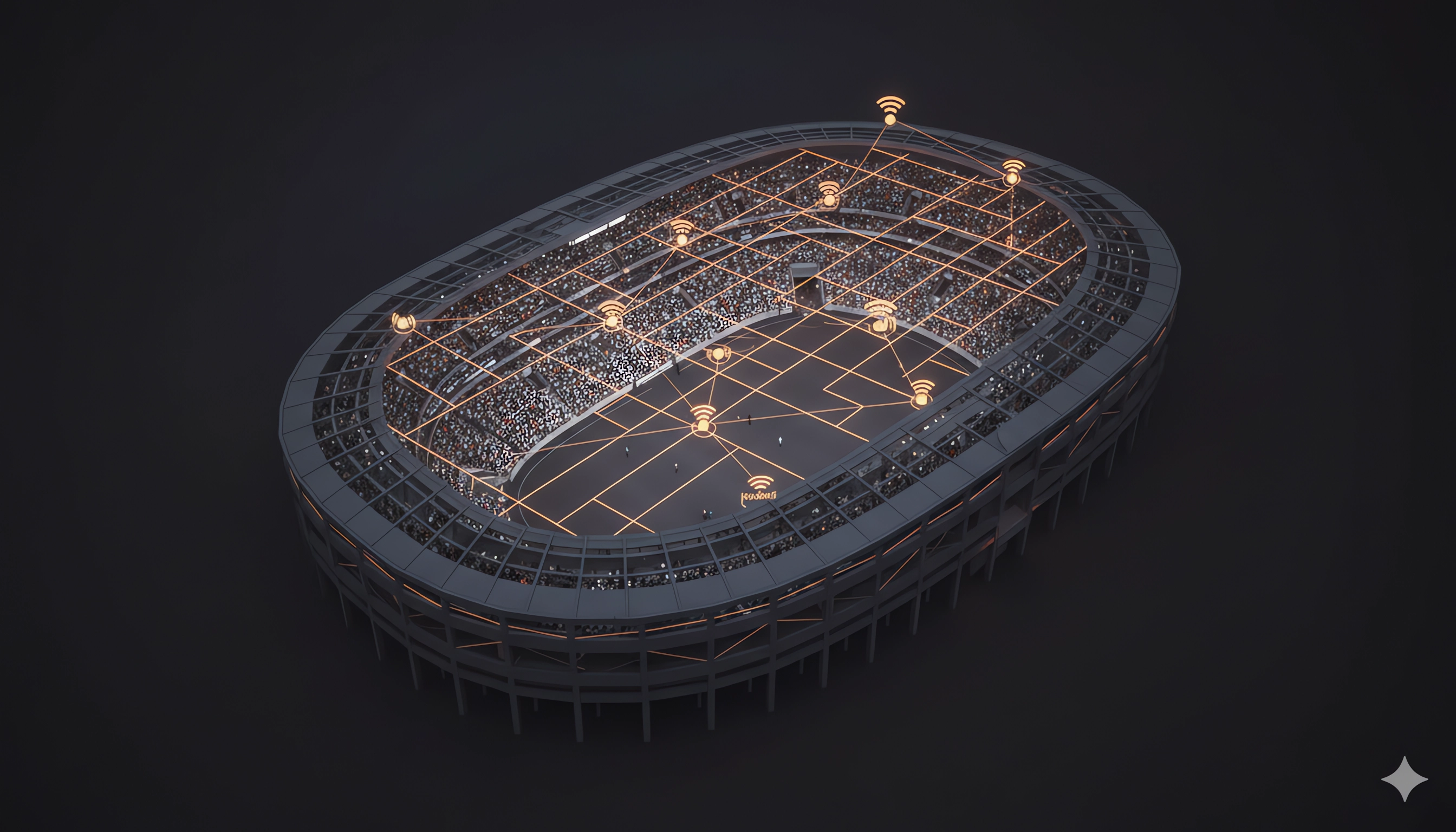 Packed stadium venue with high-density wireless connectivity